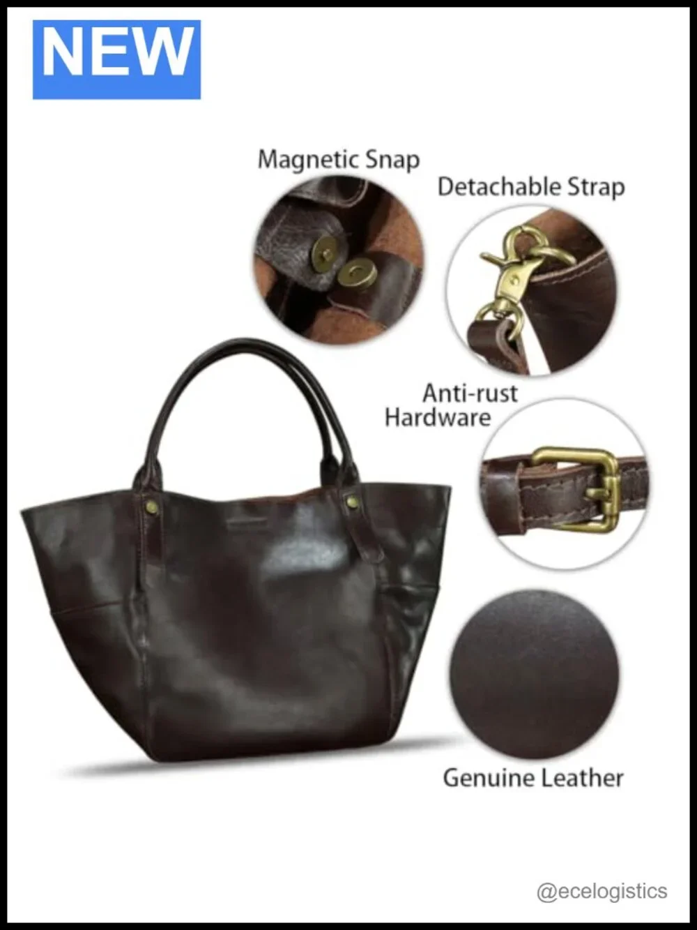 Genuine Leather Vintage Satchel Shoulder Bag Women Crossbody